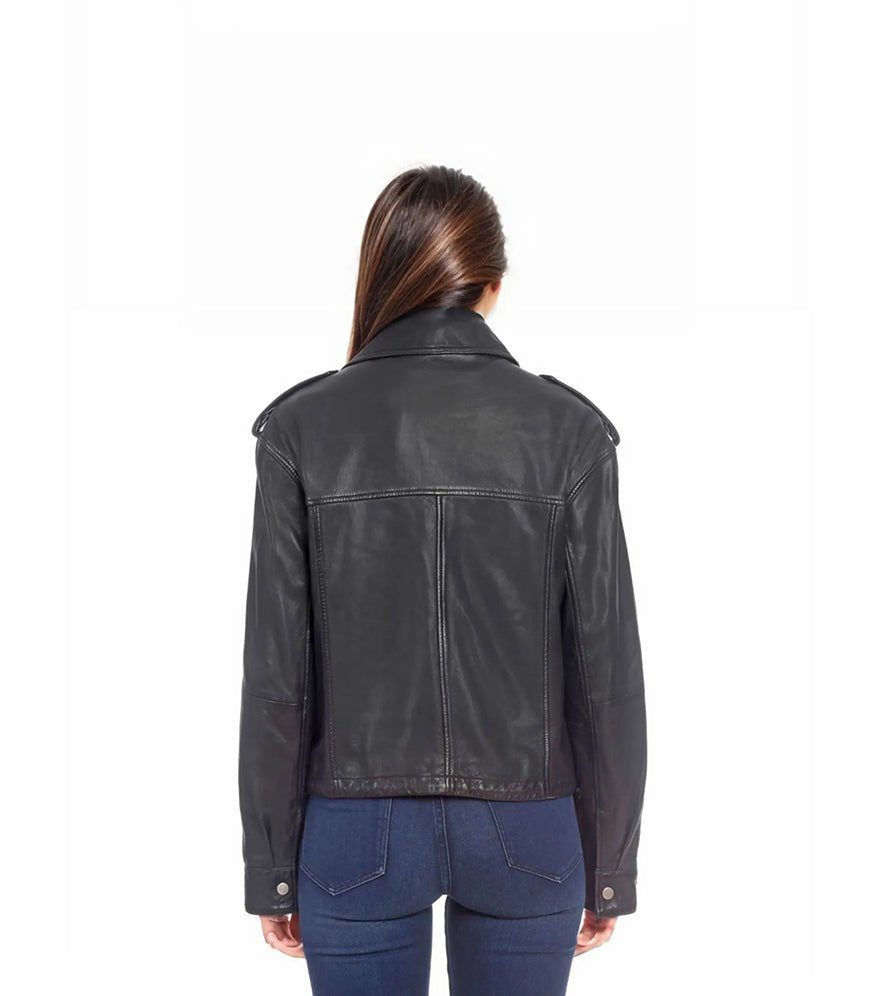 Grimes Womens Biker Leather Jacket-2