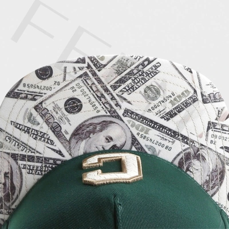 FEI M Fashion GLD CEE BENJAMINS Justerbar Snapback-kasket Grønt bogstav C Baseballkasket Voksen Casual Sports Sol Basketballhat 5