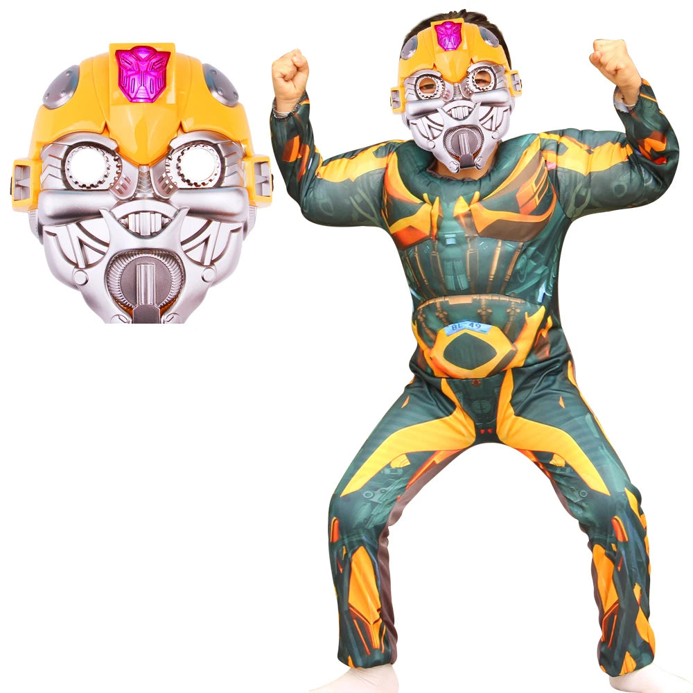 Boy Muscle Autobot Costume Anime Cosplay Superhero Muscle Costume Children Mask Kids