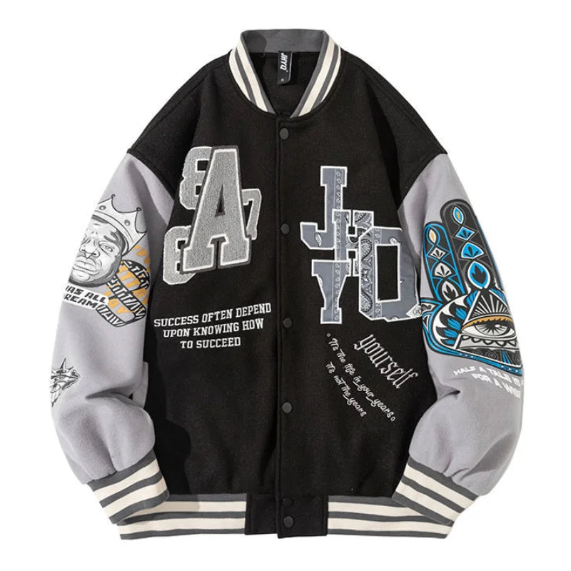 American retro autumn and winter jacket coat women's Y2K street hip-hop all-match baseball uniform couple casual loose trend top