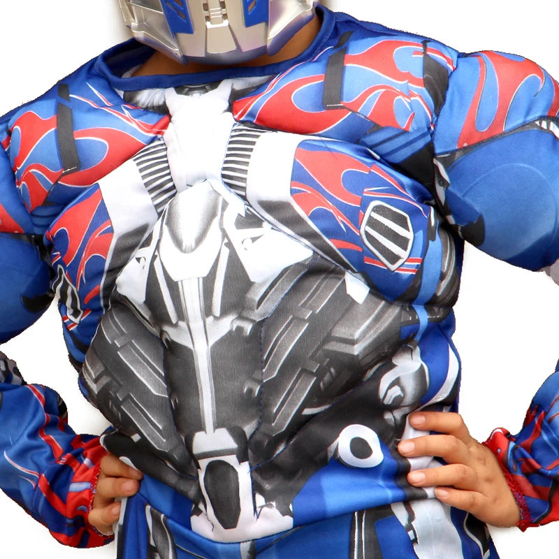 Boy Muscle Autobot Costume Anime Cosplay Superhero Muscle Costume Children Mask Kids