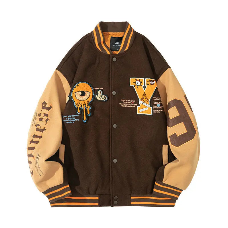 American retro autumn and winter jacket coat women's Y2K street hip-hop all-match baseball uniform couple casual loose trend top