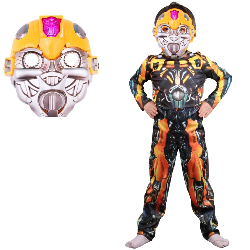 Boy Muscle Autobot Costume Anime Cosplay Superhero Muscle Costume Children Mask Kids