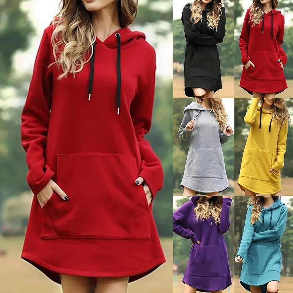 Women Sweatshirts Loose Oversized Pullover Hoodie Bodycon Dress Robe