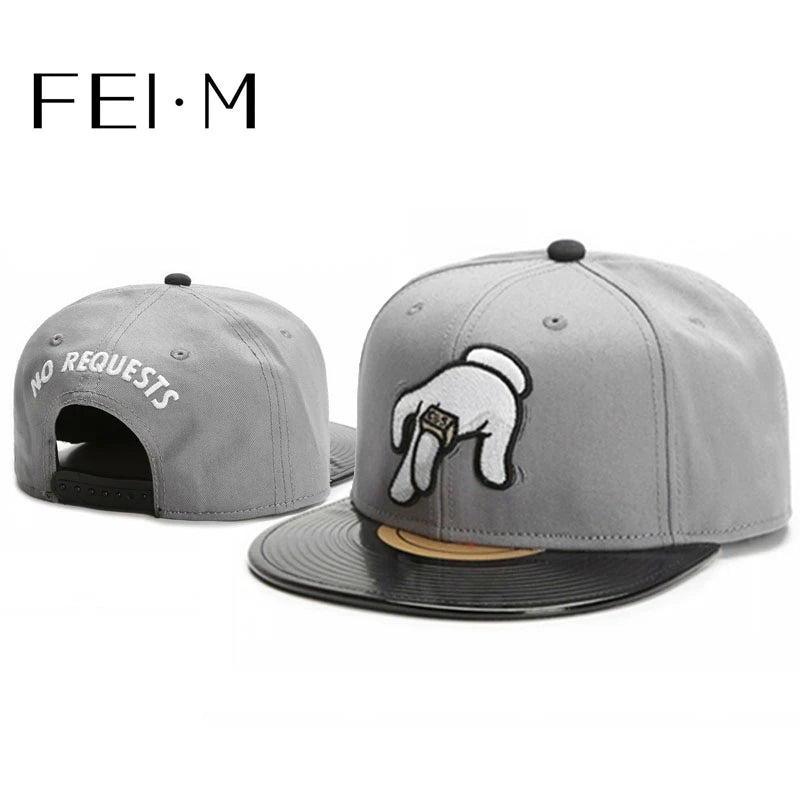 FEI M Fashion INGEN ANMODNINGER Kasket LP Long Play Grå Voksen Udendørs Casual Sol Baseballkasket Rejse Hip Hop Snapback Hat Bone