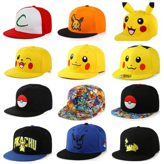 Anime Pokemon Baseball Cap Pikachu Hat Adjustable Pokemon Cosplay Hip Hop Cap Girls Boys Children's Figures Toys Gift