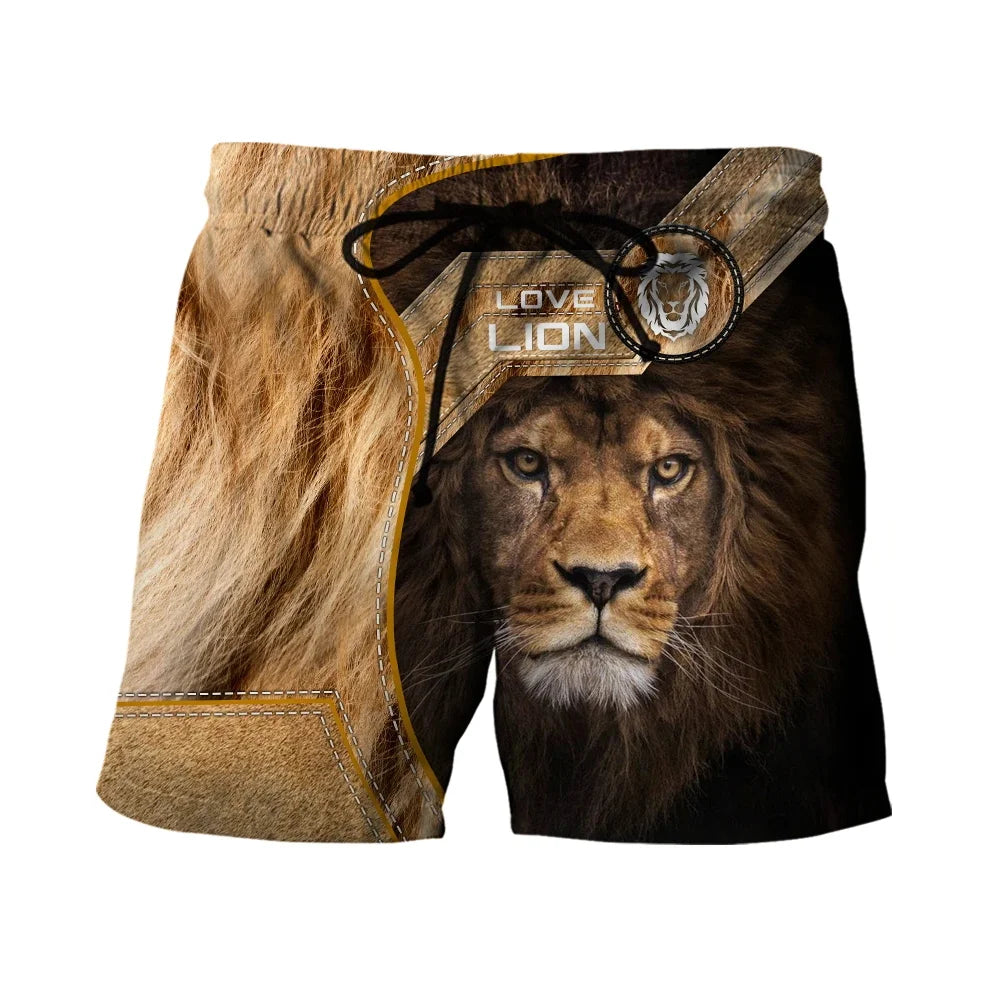 Love Lion 3D All Over Printede Herreshorts