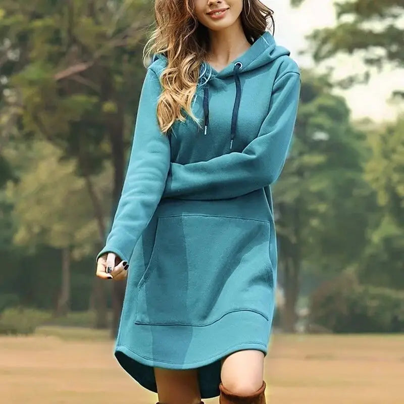 Women Sweatshirts Loose Oversized Pullover Hoodie Bodycon Dress Robe