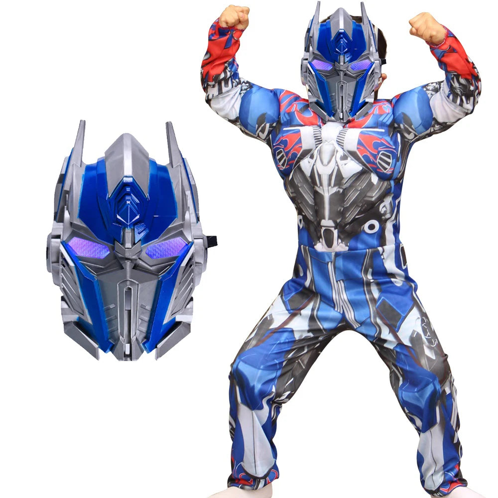 Boy Muscle Autobot Costume Anime Cosplay Superhero Muscle Costume Children Mask Kids