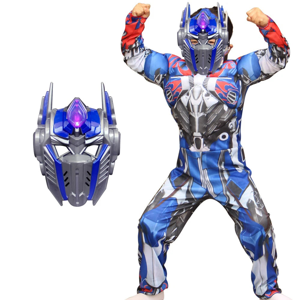 Boy Muscle Autobot Costume Anime Cosplay Superhero Muscle Costume Children Mask Kids