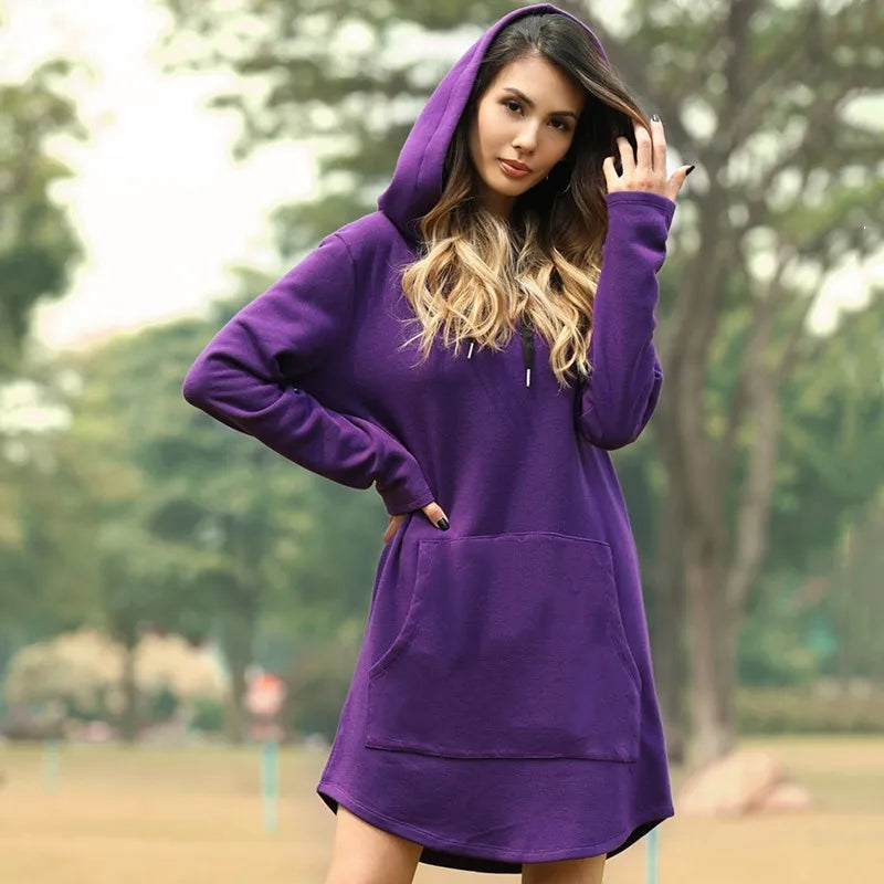 Women Sweatshirts Loose Oversized Pullover Hoodie Bodycon Dress Robe