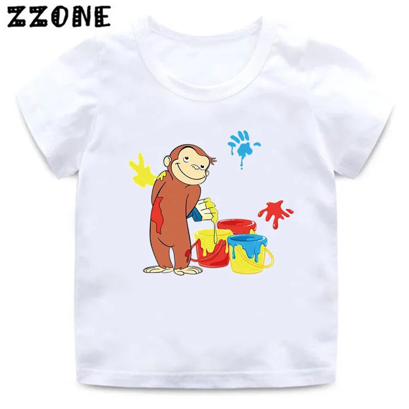 Summer Kids T-Shirts Funny Cute Monkey kids Tops Clothes