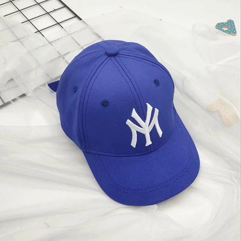 Spring Summer Child Letter Embroidery Outdoor Leisure Sun Baseball Cap For Boy Girl Cotton Breathable Solid Color Adjustable Cap