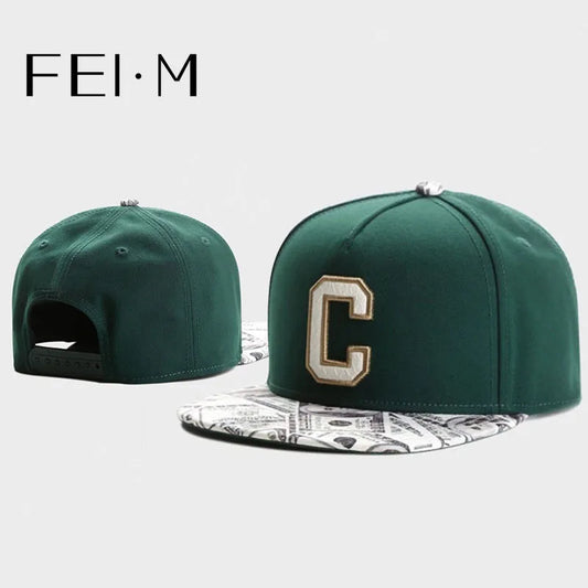 FEI M Fashion GLD CEE BENJAMINS Justerbar Snapback-kasket Grønt bogstav C Baseballkasket Voksen Casual Sports Sol Basketballhat 5