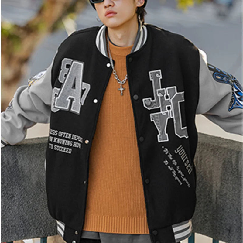 American retro autumn and winter jacket coat women's Y2K street hip-hop all-match baseball uniform couple casual loose trend top