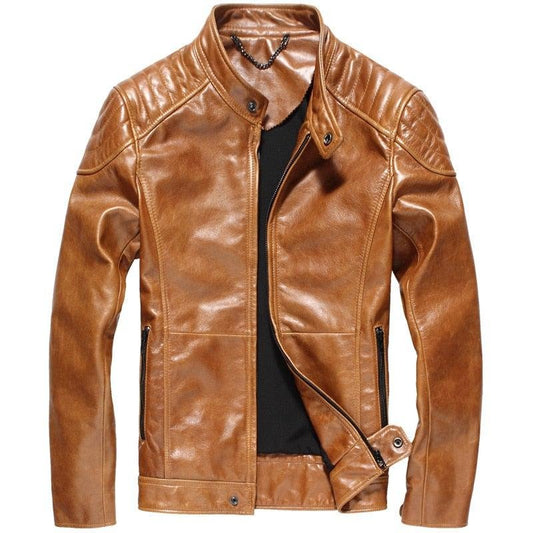 Hodor Tan Men's Leather Jacket Streetwear-0