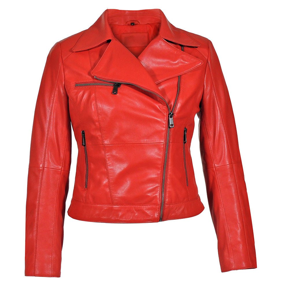 IL Womens Rigid Short Biker Leather Jacket-3