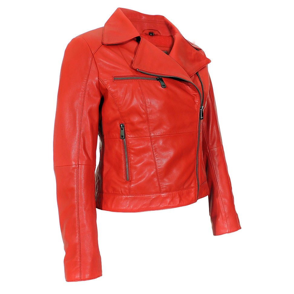 IL Womens Rigid Short Biker Leather Jacket-5