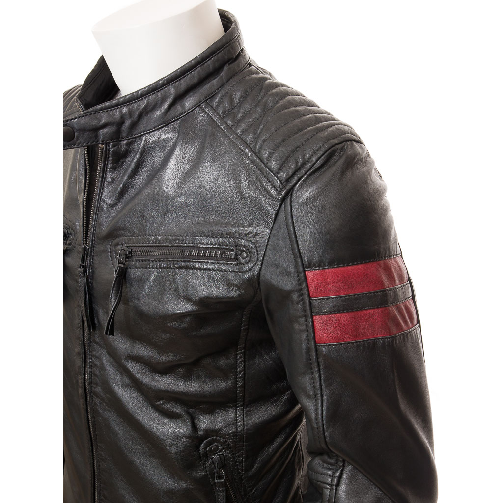 MEN'S BLACK LEATHER BIKER JACKET: CAMERON-3