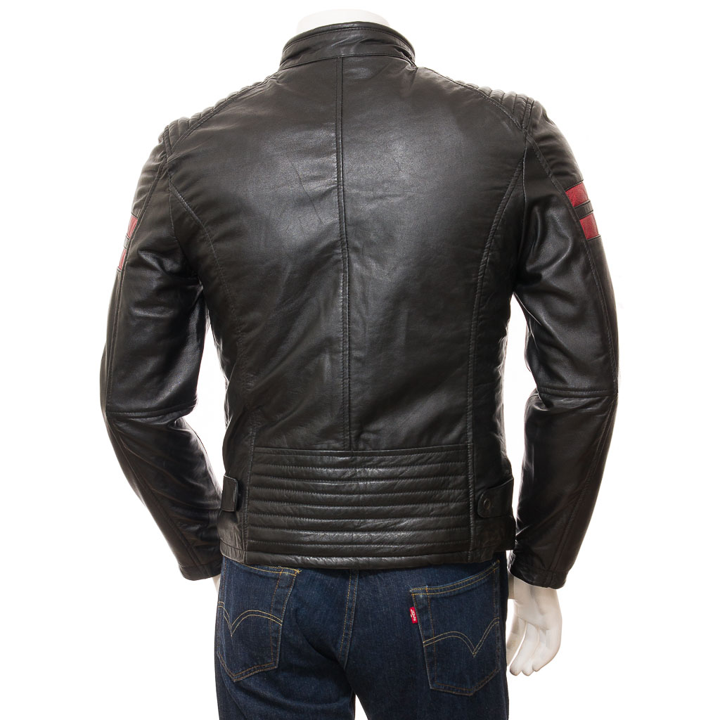 MEN'S BLACK LEATHER BIKER JACKET: CAMERON-2