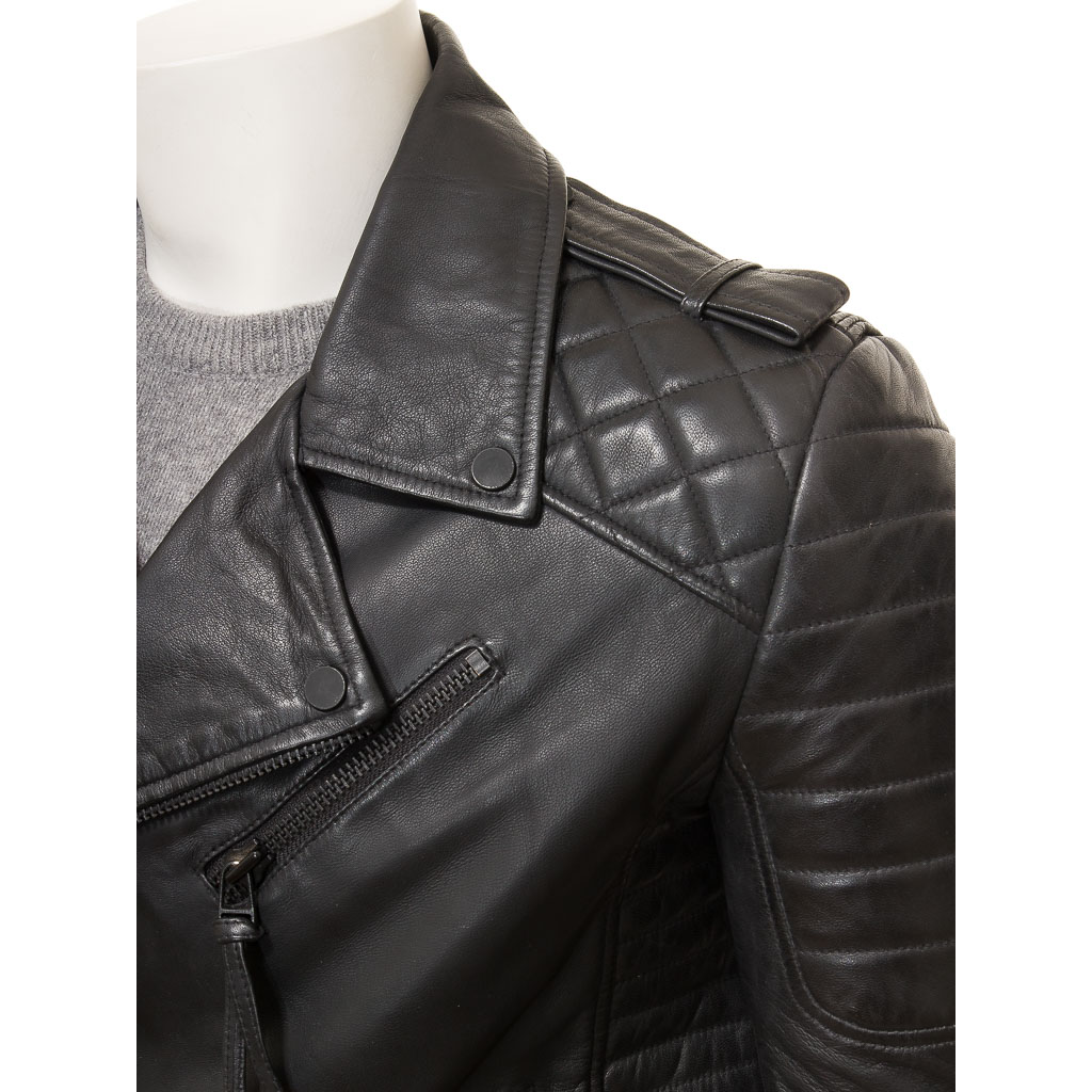 MEN'S BLACK LEATHER BIKER JACKET: NICHOLS-3