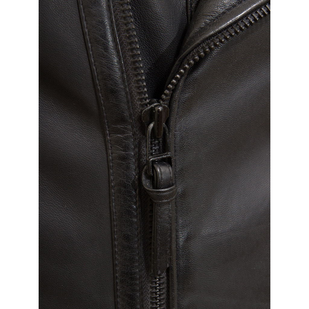 MEN'S BLACK LEATHER BIKER JACKET: NICHOLS-4