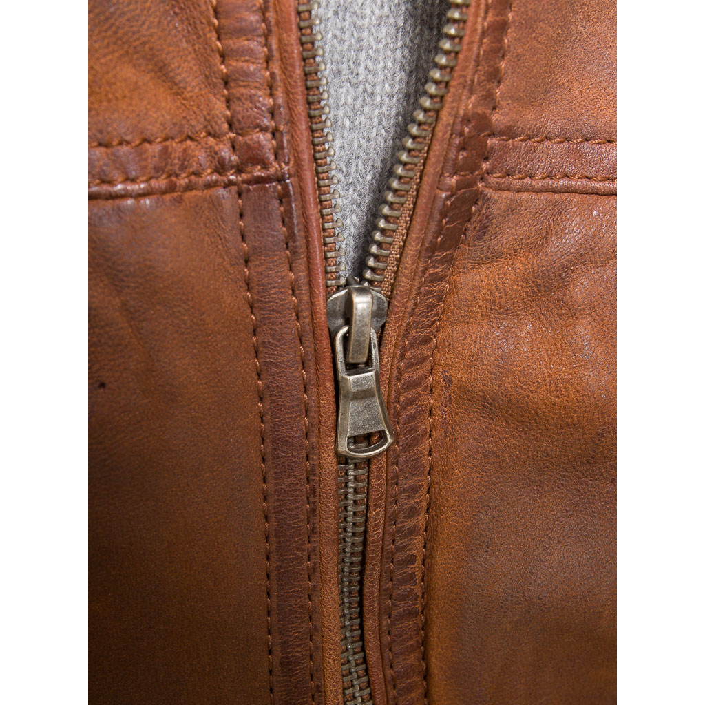 MEN'S BROWN LEATHER BIKER JACKET: ORWELL-4