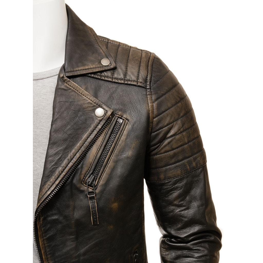 MEN'S VINTAGE LEATHER BIKER JACKET: PELHAM-3