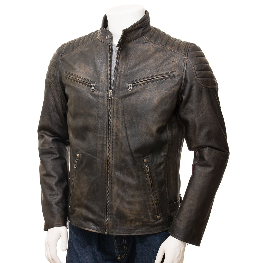 MEN'S VINTAGE LEATHER BIKER JACKET: PRESTON-0