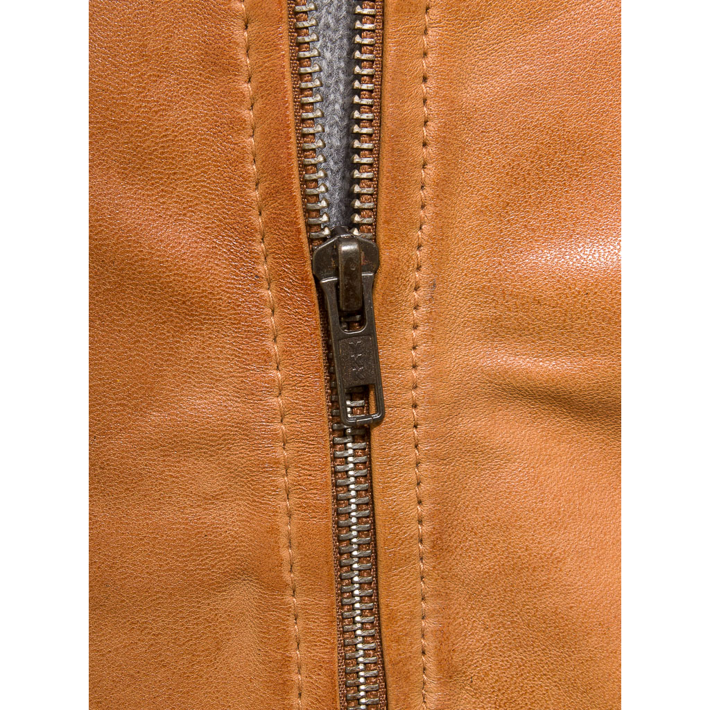 MEN'S TAN LEATHER BOMBER JACKET: BURNS-4