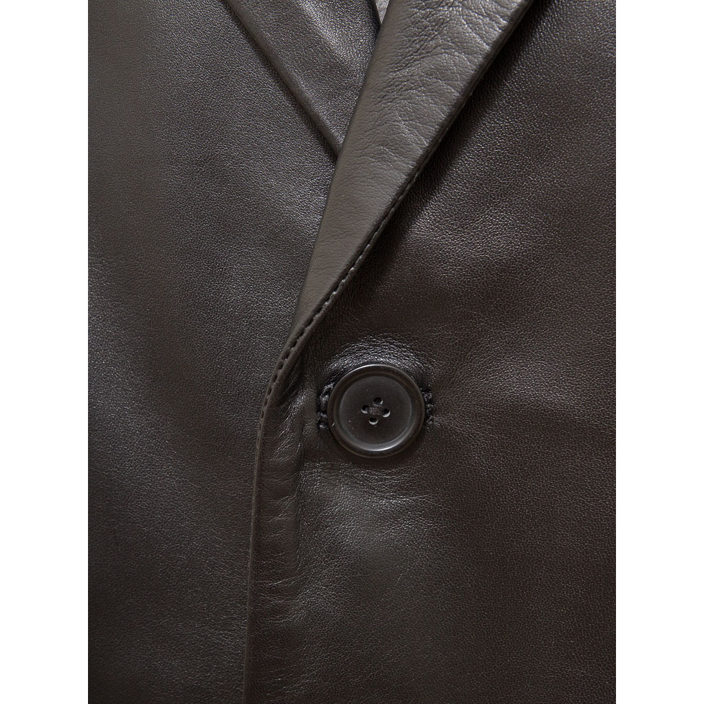 MEN'S CLASSIC BLACK LEATHER OVERCOAT: CAMBRIDGE-2