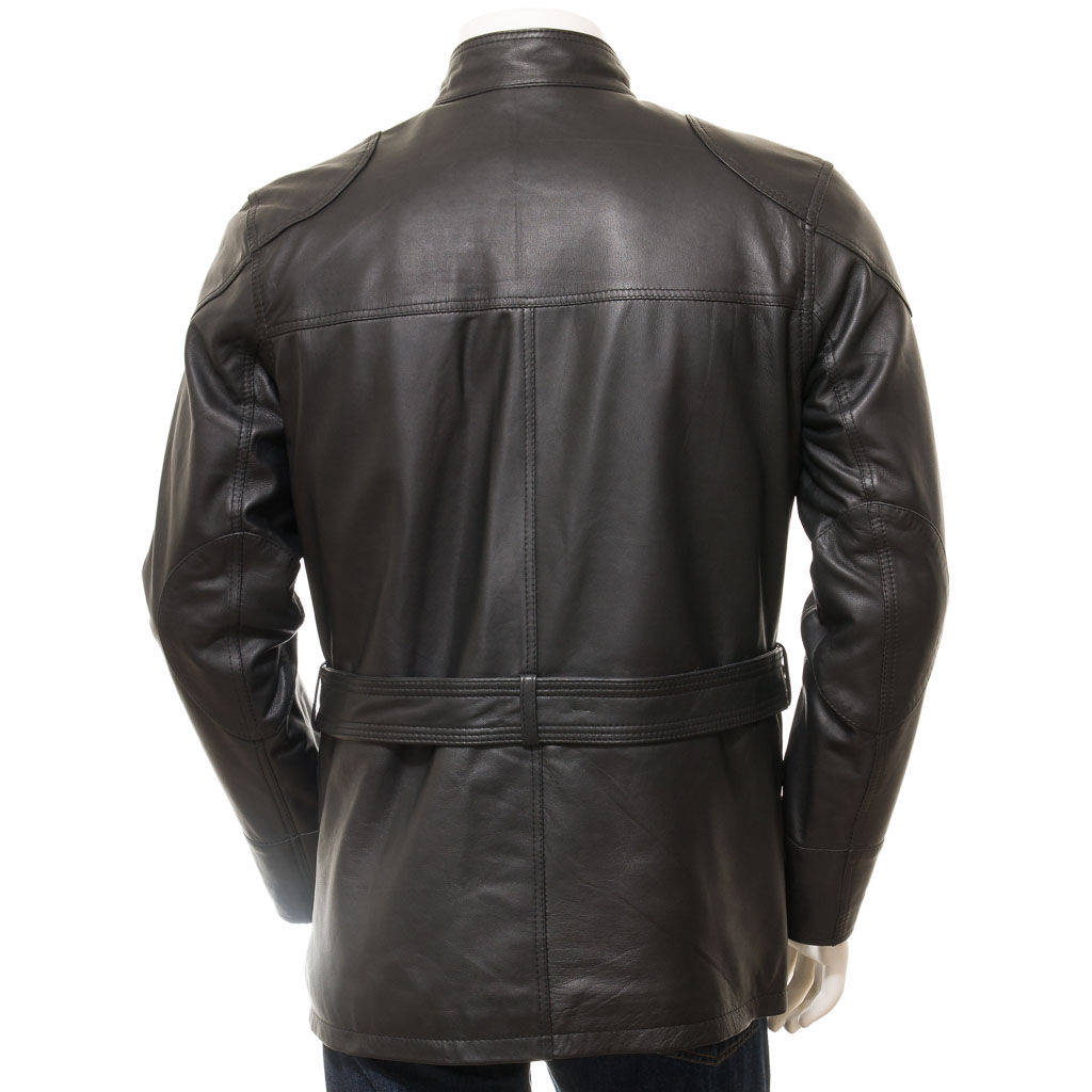 MEN'S CLASSIC BLACK LEATHER JACKET: CANAAN-3