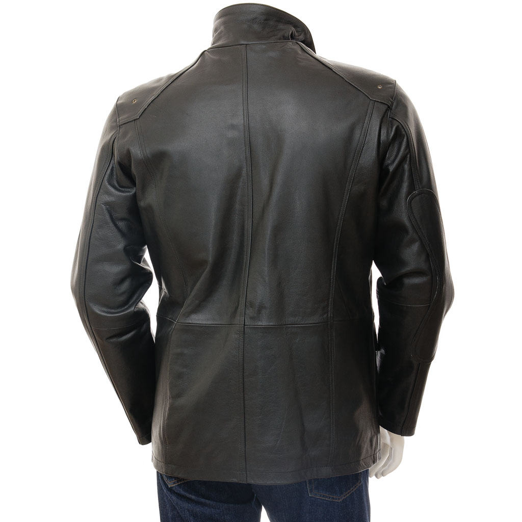 MEN'S LEATHER JACKET IN BLACK: CARMEL-3