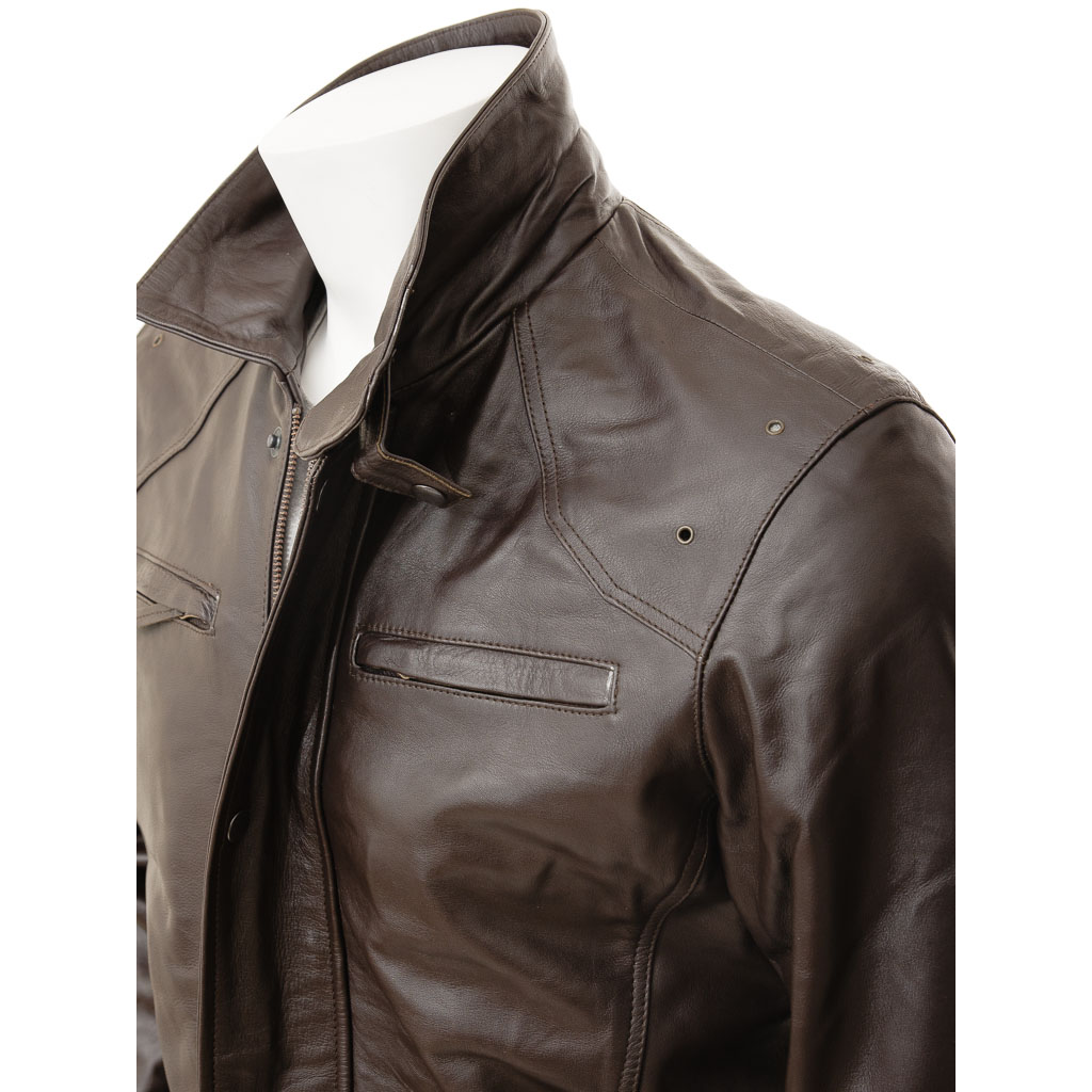 MEN'S LEATHER JACKET IN BROWN: CARMEL-1