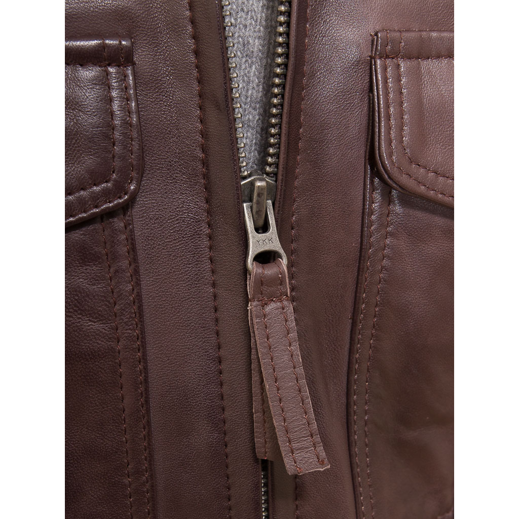 MEN'S BROWN LEATHER COAT: CARROLL-2