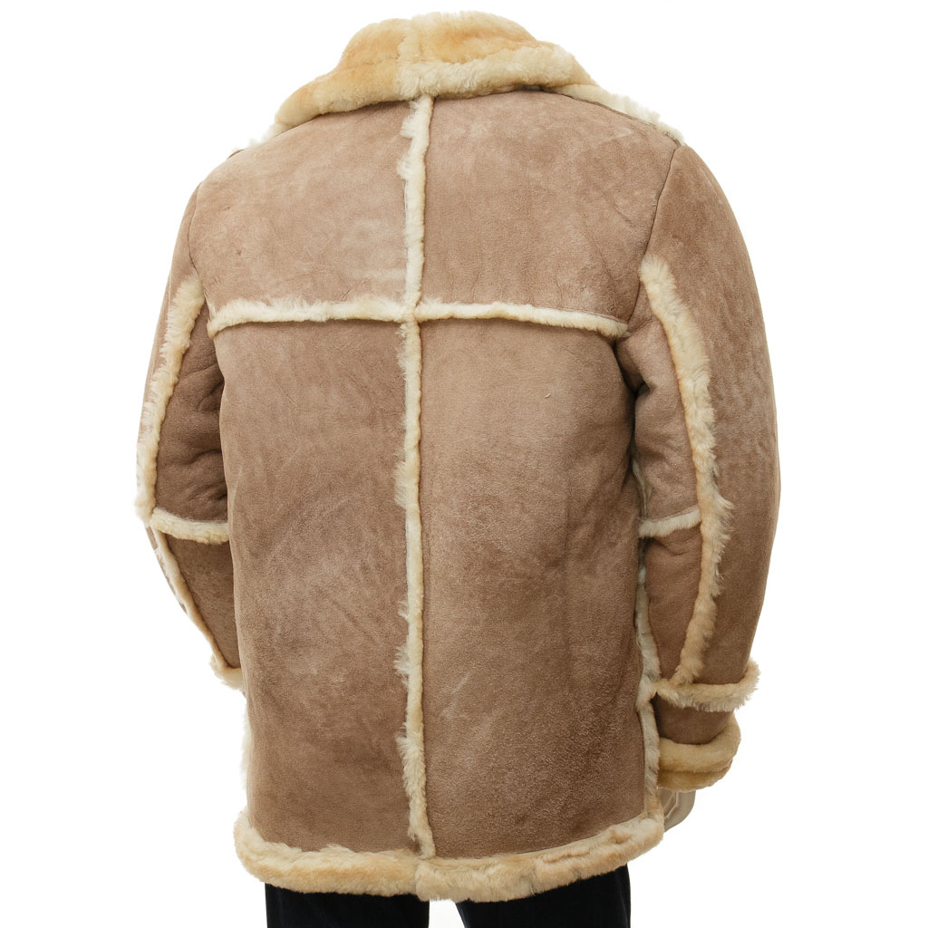 MEN'S SAND SHEEPSKIN SHEARLING COAT: EATON-3