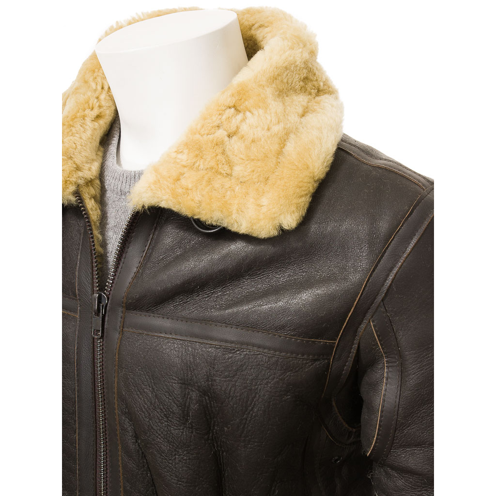 MEN'S BROWN AND GINGER SHEEPSKIN JACKET: EDINBURG-2