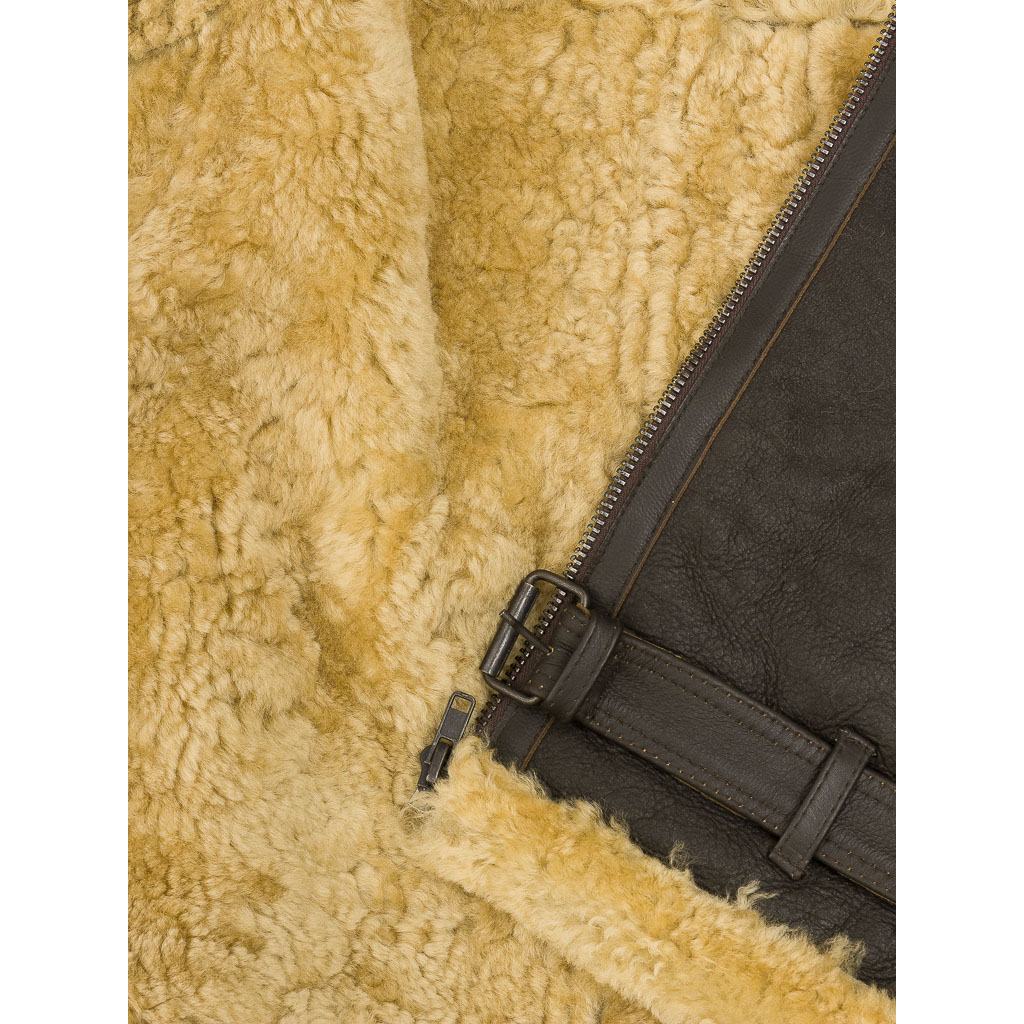 MEN'S BROWN AND GINGER SHEEPSKIN JACKET: EDINBURG-3