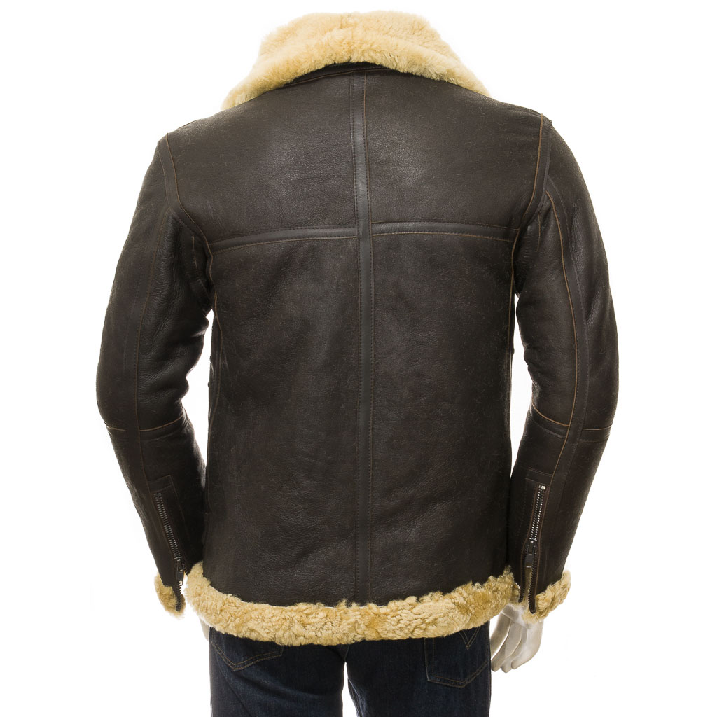 MEN'S BROWN AND GINGER SHEEPSKIN JACKET: EDINBURG-4