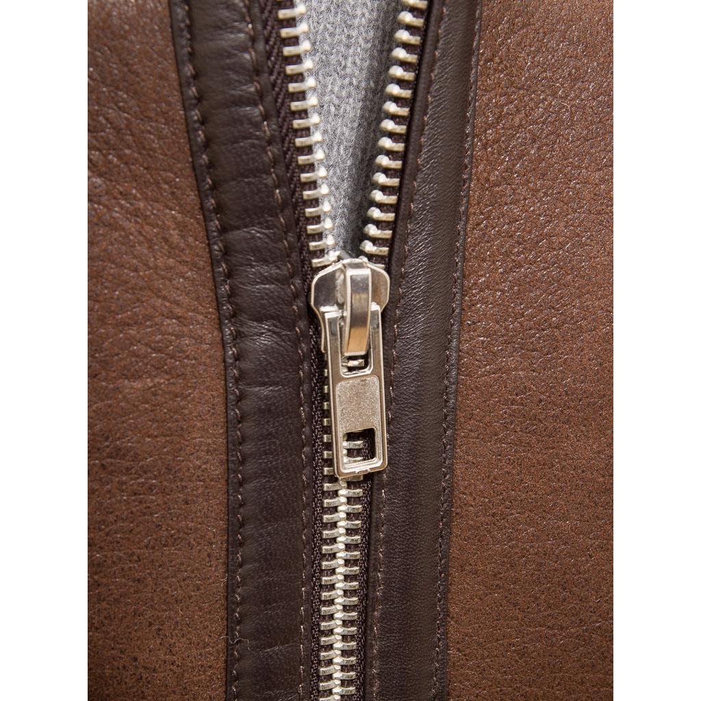 MEN'S BROWN SHEEPSKIN BIKER JACKET: EDEN-4