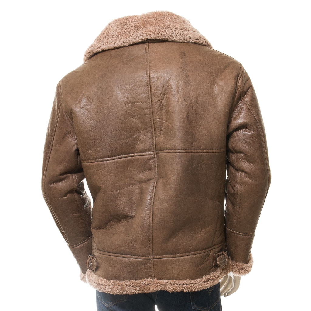 MEN'S ANTIQUE BROWN SHEEPSKIN JACKET: EDWARDS-5