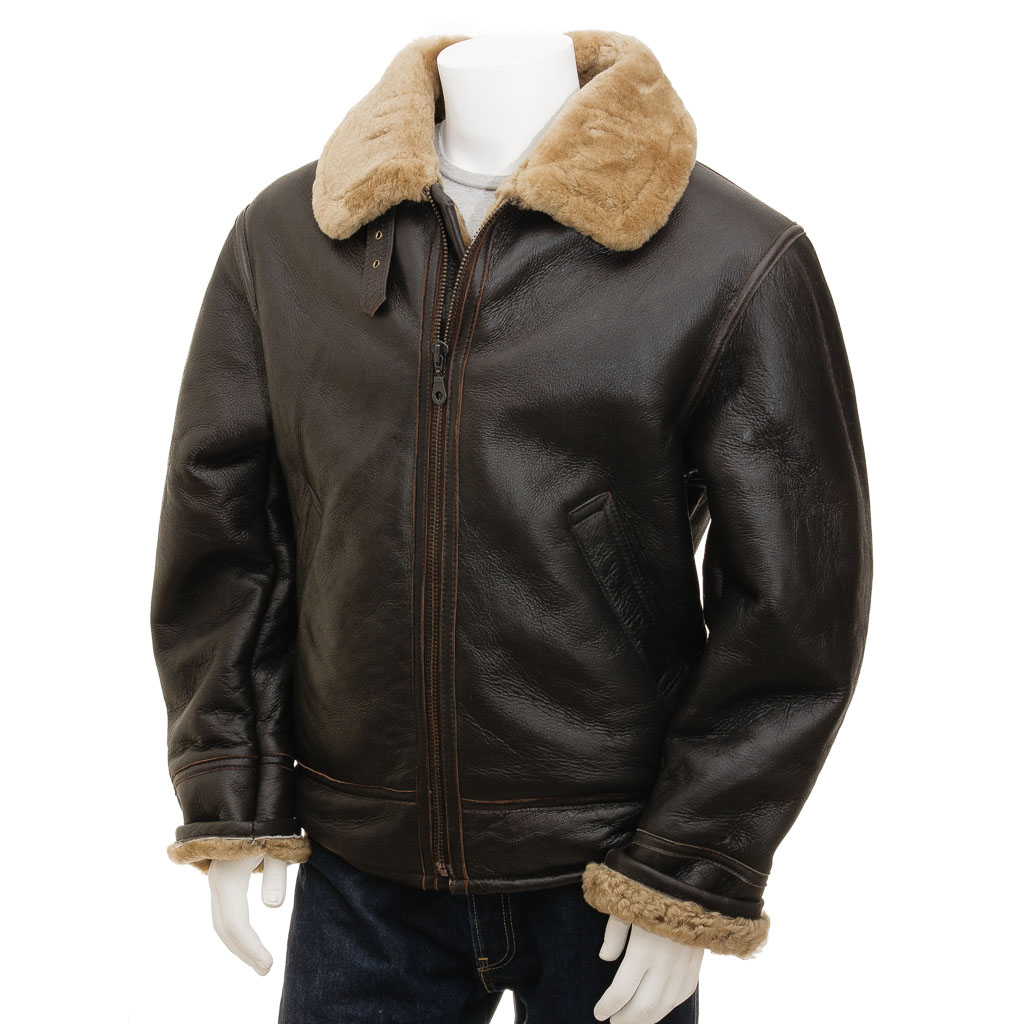 MEN'S BROWN AND GINGER AVIATOR JACKET: ELBRIDGE-0