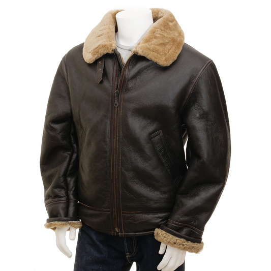 MEN'S BROWN AND GINGER AVIATOR JACKET: ELBRIDGE-0