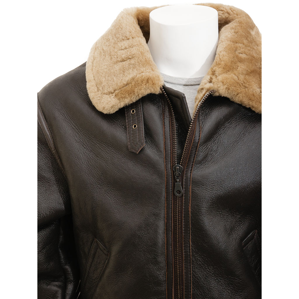 MEN'S BROWN AND GINGER AVIATOR JACKET: ELBRIDGE-1