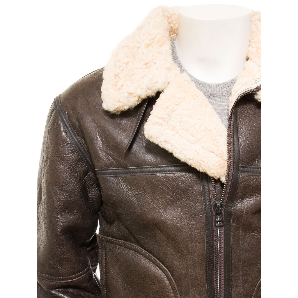 MEN'S VINTAGE BROWN SHEEPSKIN JACKET: FENTON-2