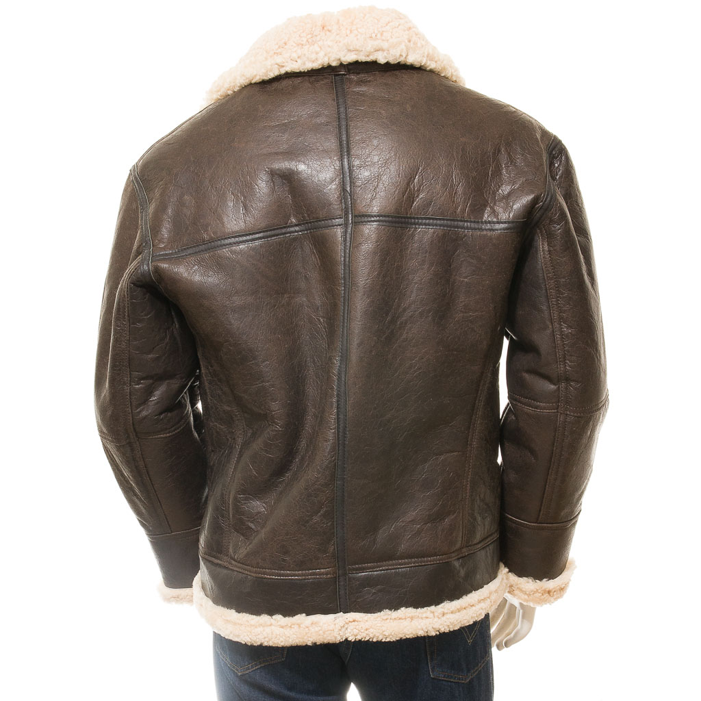 MEN'S VINTAGE BROWN SHEEPSKIN JACKET: FENTON-3