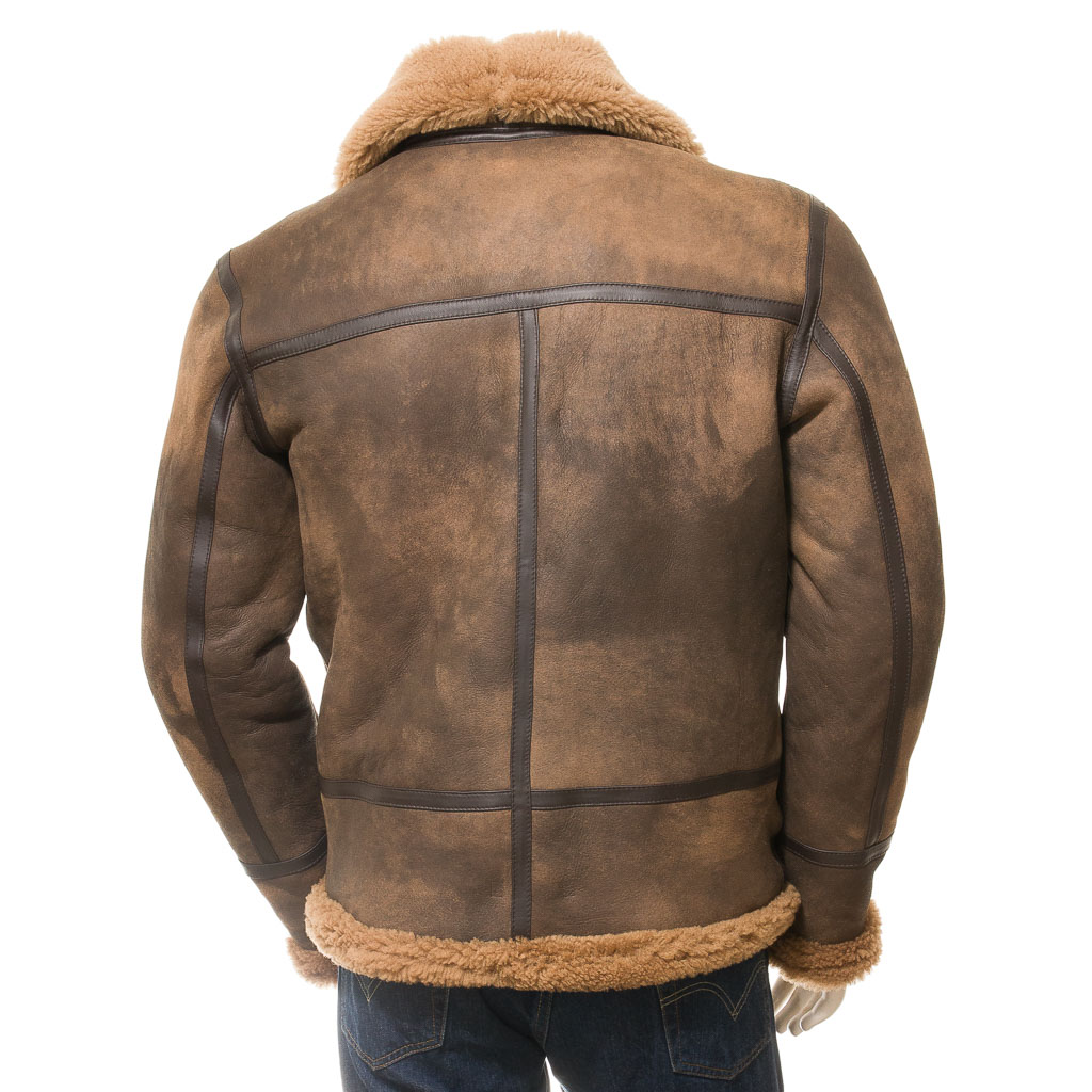 MEN'S BROWN SHEEPSKIN SHEARLING JACKET: FLOYD-3