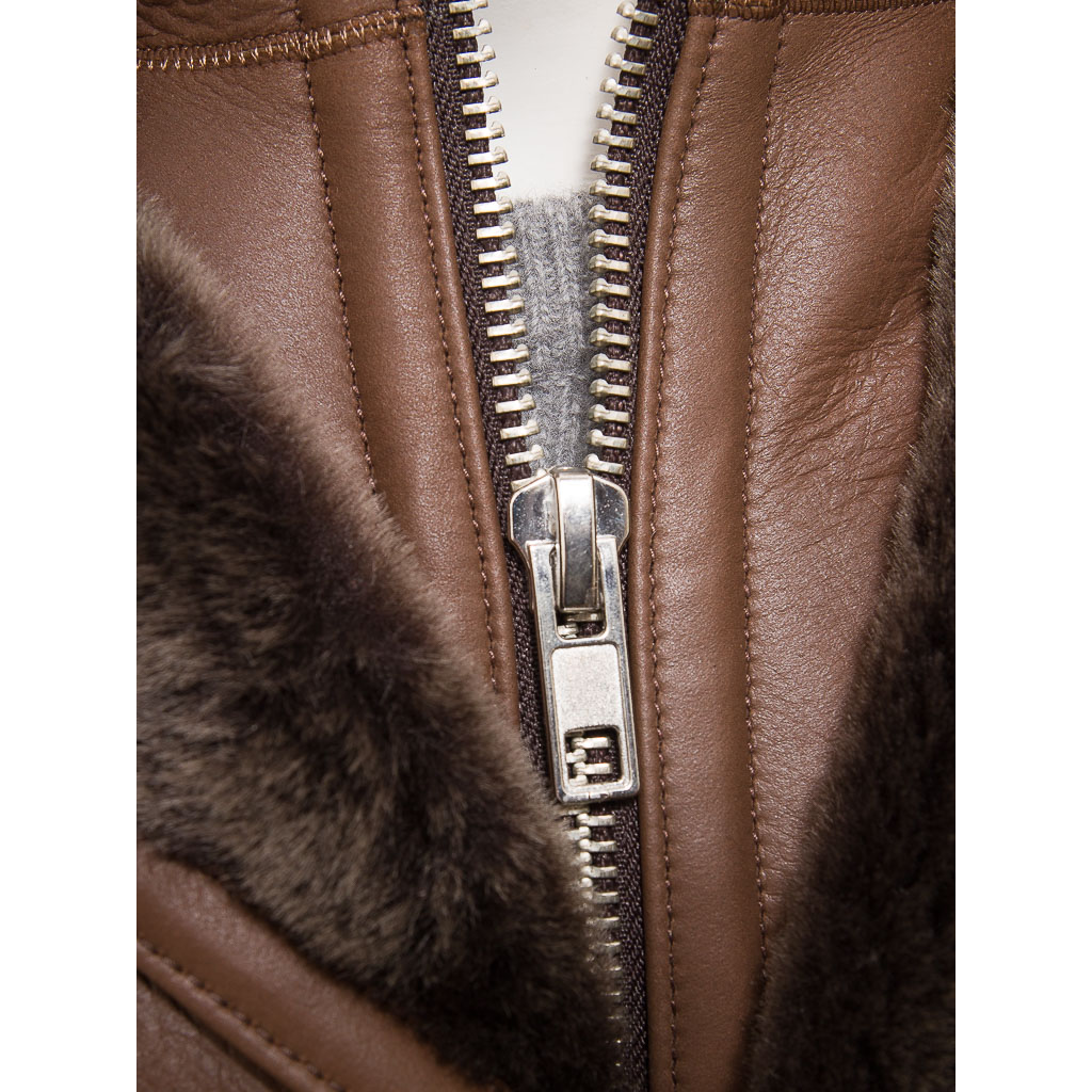 MEN'S BROWN SHEEPSKIN SHEARLING COAT: GALLATIN-3