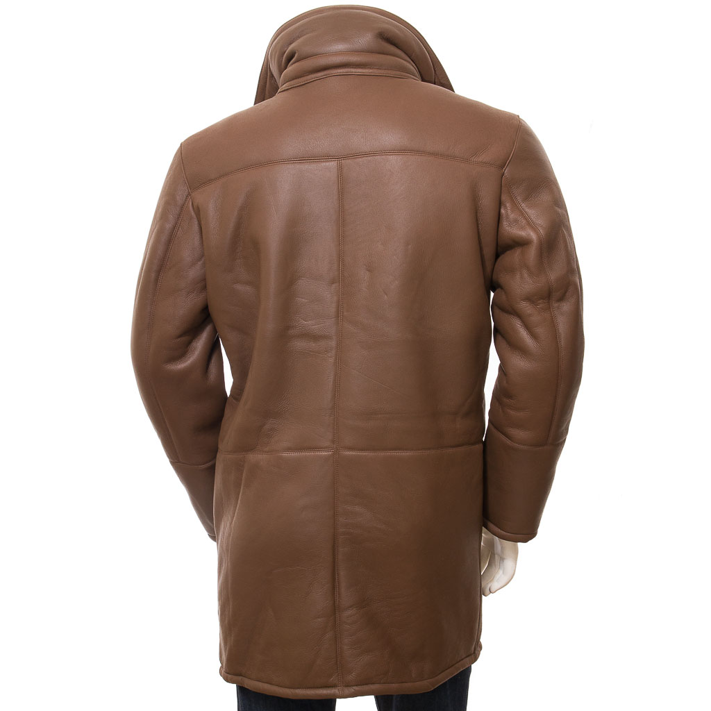 MEN'S BROWN SHEEPSKIN SHEARLING COAT: GALLATIN-5