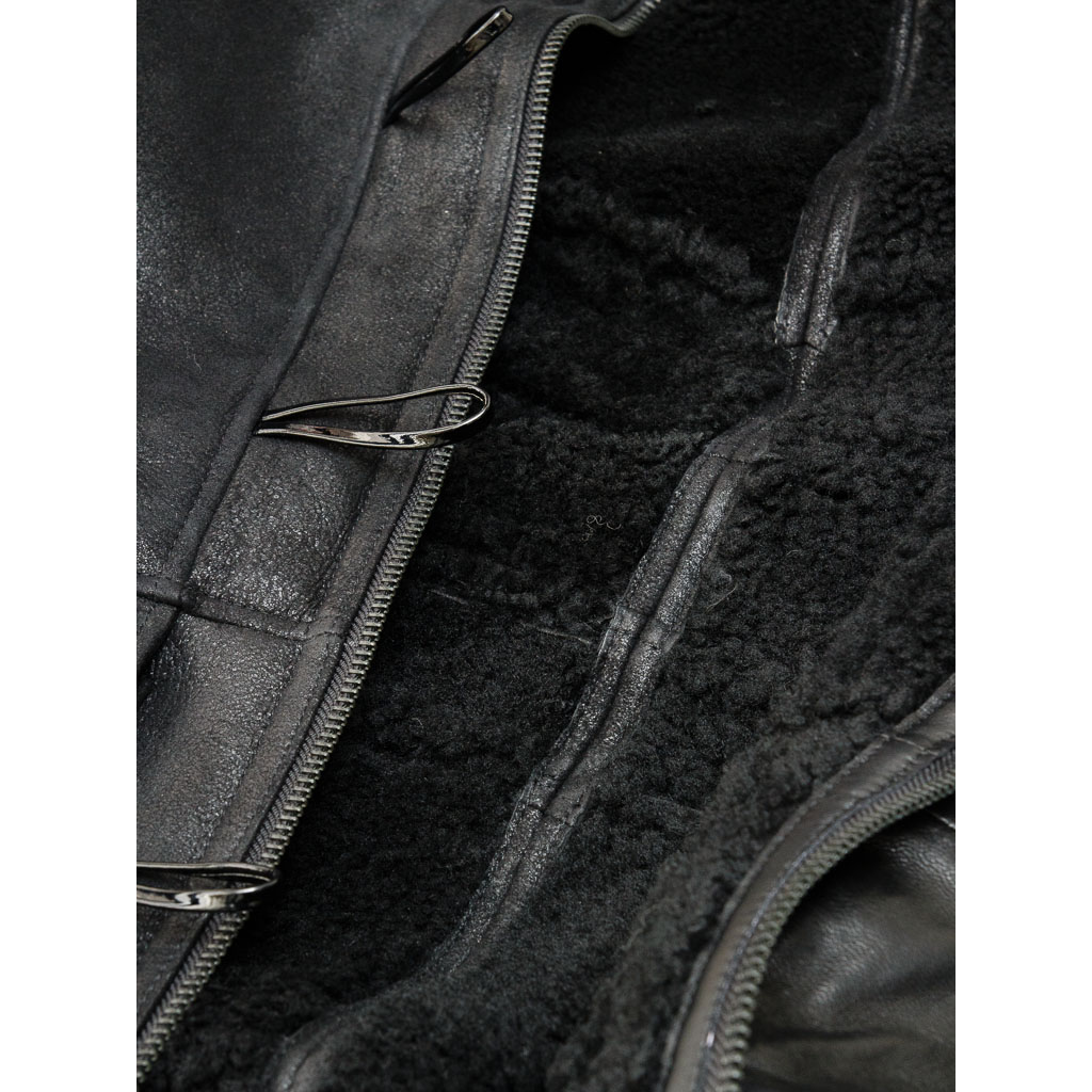 MEN'S BLACK SHEEPSKIN DUFFLE COAT: GALWAY-4